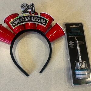 21st Birthday Headband and Candle Set